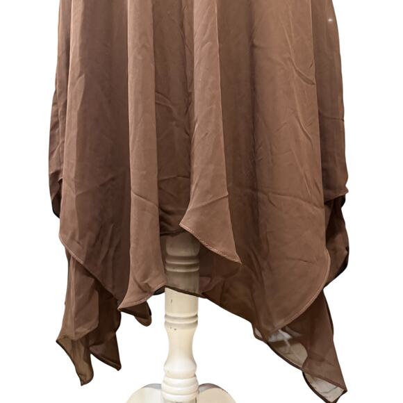 Sangria 6 Brown Midi Dress Ruched Crochet Boho Y2K Fairy RenFaire Fest‎ Romantic - Picture 5 of 12